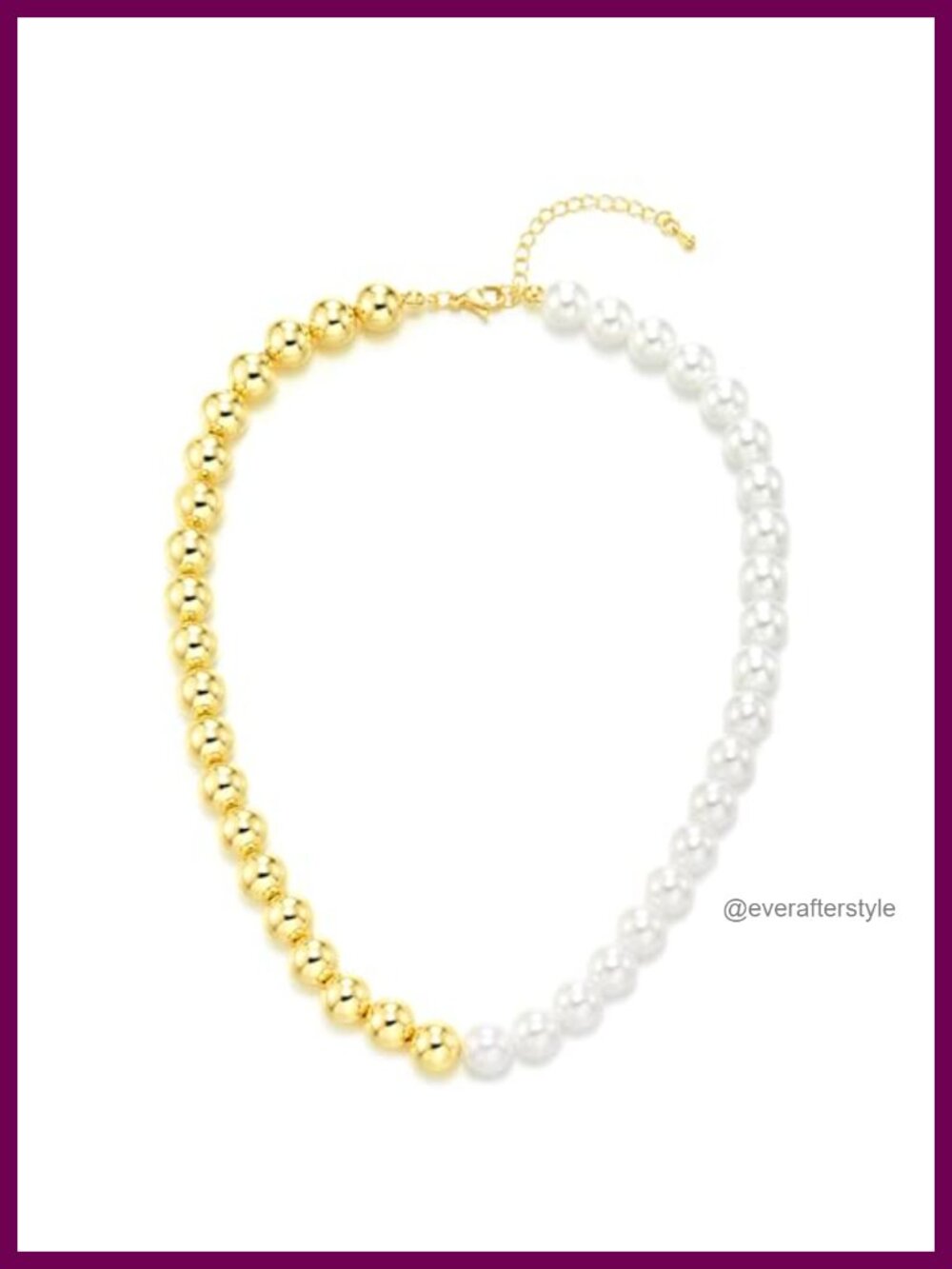 Half Pearl Half Gold-Plated Bead Chunky Statement Collar Necklace Women Two-Tone